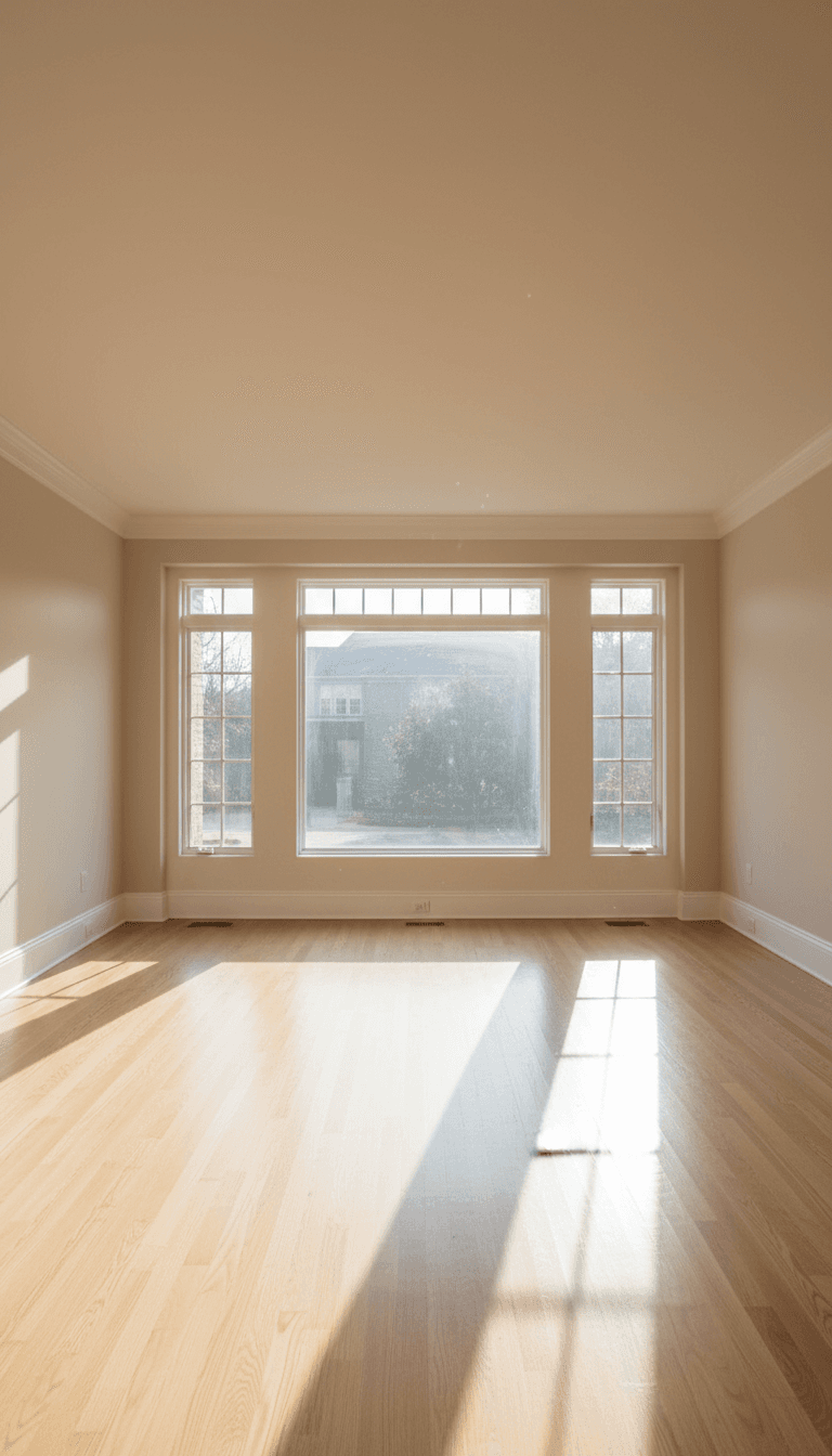 Empty living room after an estate cleanout with sunlight coming through windows