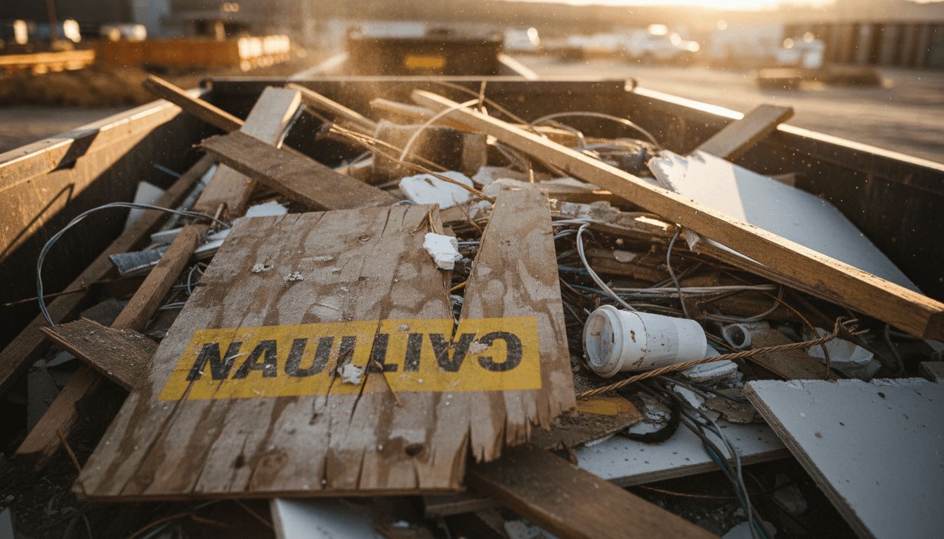 Construction debris from a home renovation cleanup in Pasco