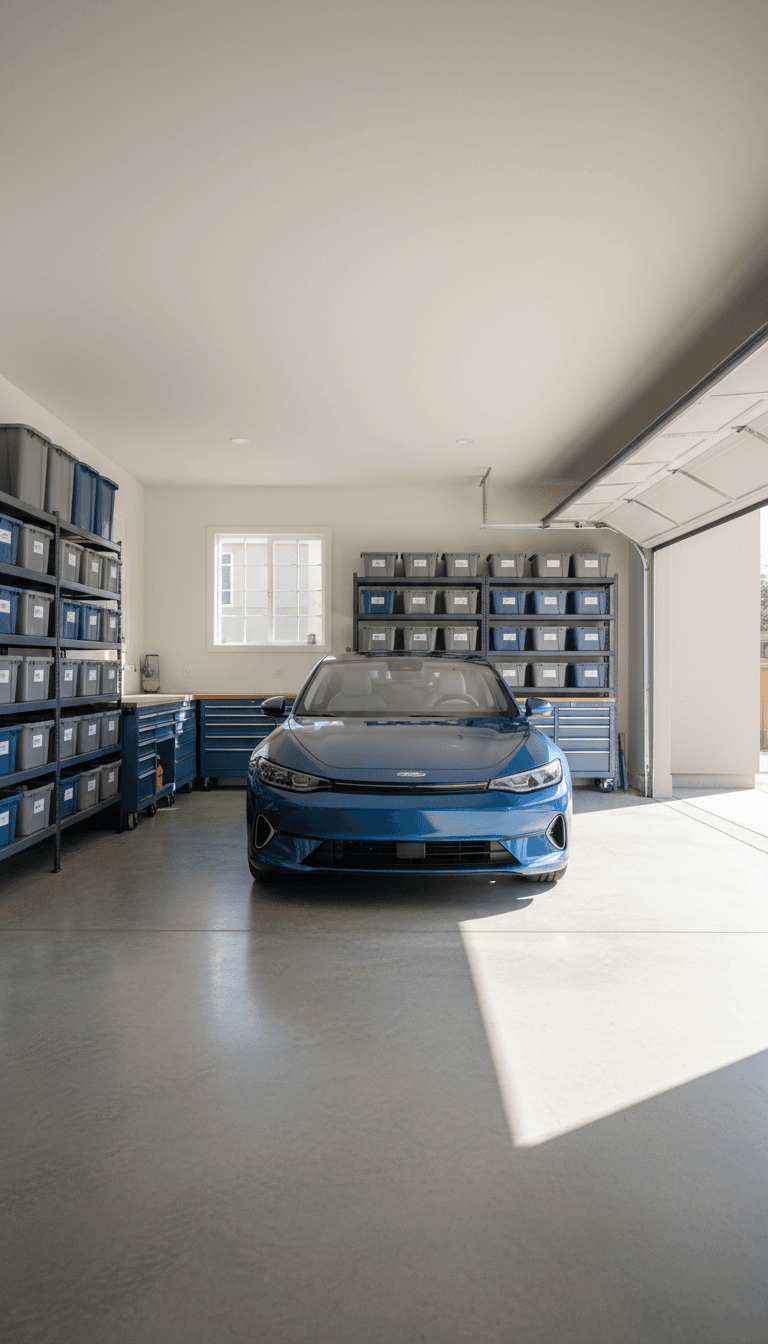 Clean and organized garage after a professional cleanout in New Port Richey