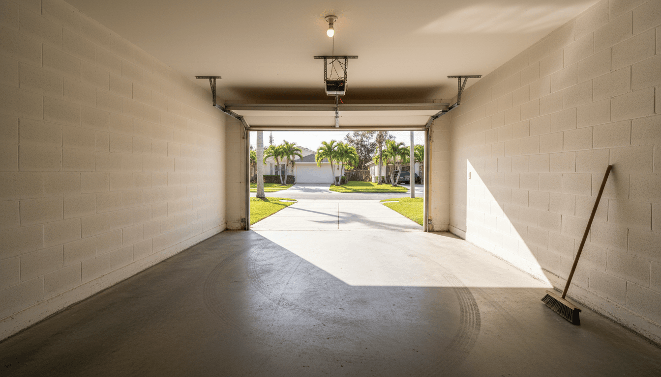 Residential garage after a full junk removal and cleanout