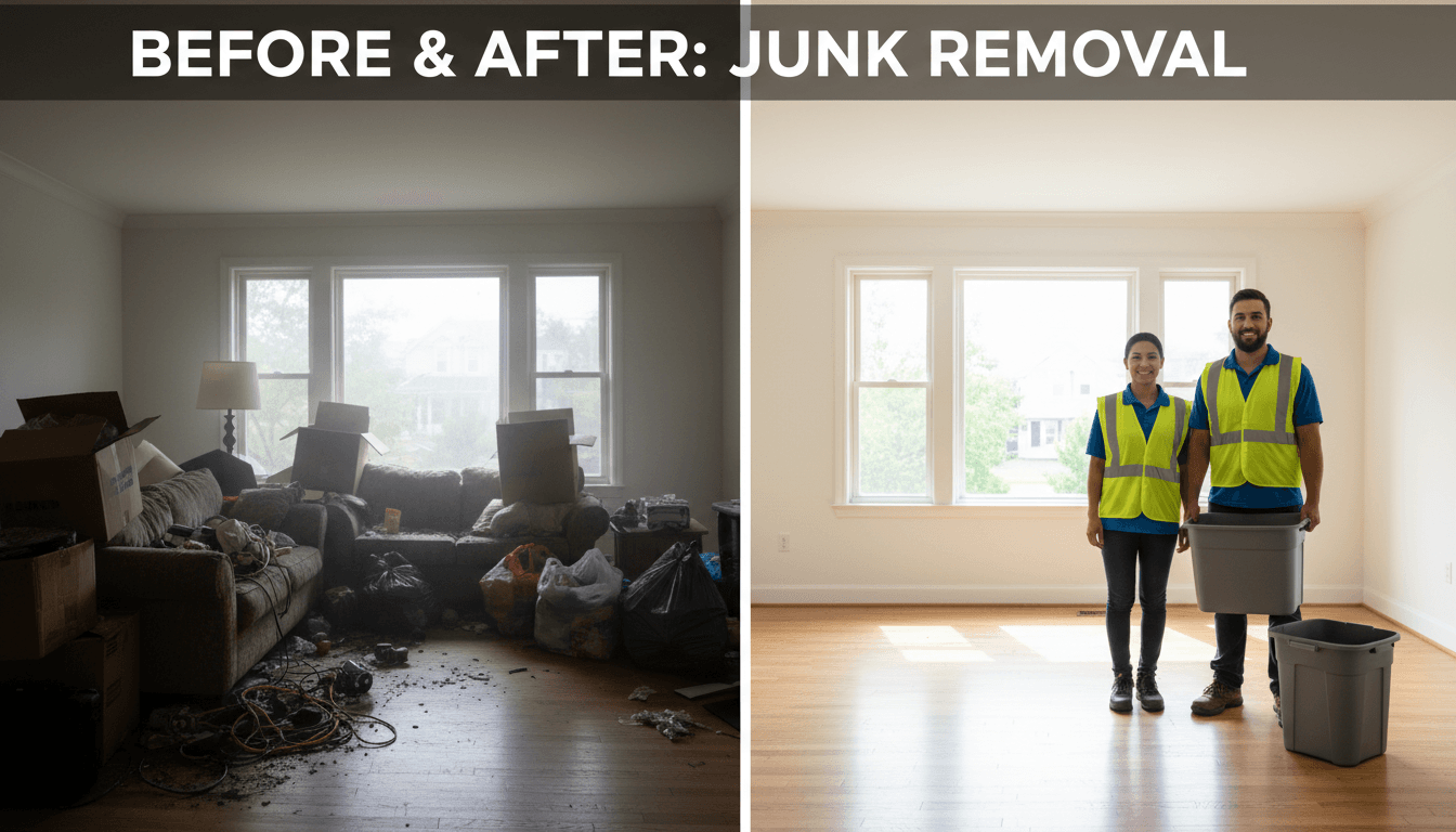 Shed cleanout before and after